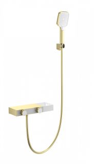 Смеситель для ванны с душем Wonzon & Woghand Shelf WW-B2551-BG с термостатом брашированное золото